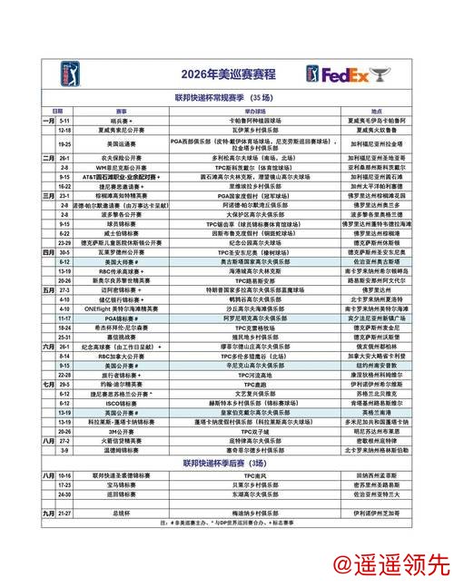 爱普生巡回赛2026年赛程一览 三月开始十月结束