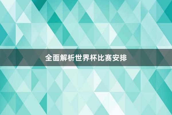 全面解析世界杯比赛安排
